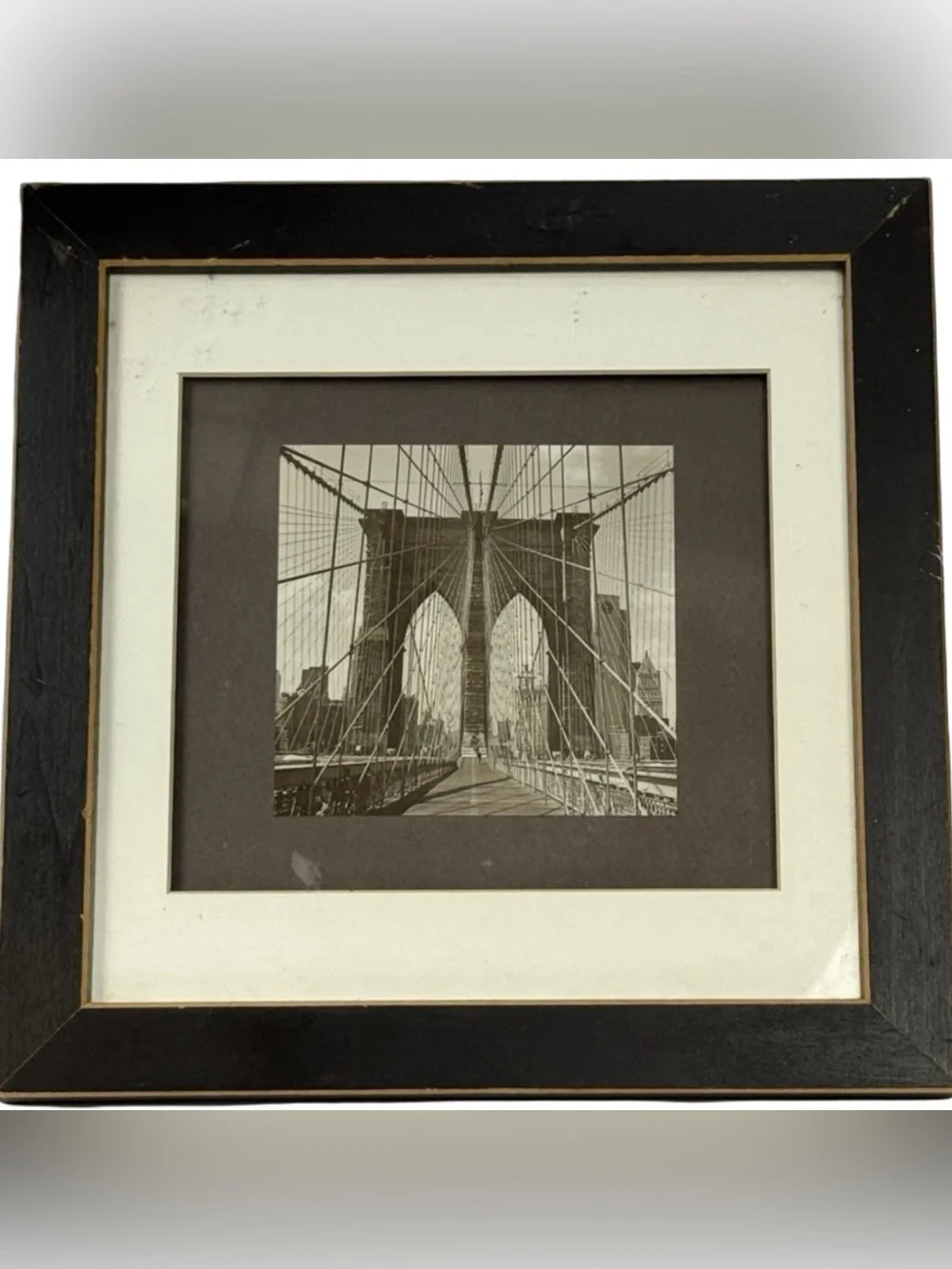 Wolodymyr Gritsik NYC Framed Art Set: Flat Iron & Brooklyn Bridge B&W Prints